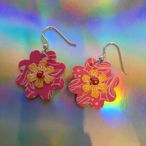 Paper Flower Dangle Earrings